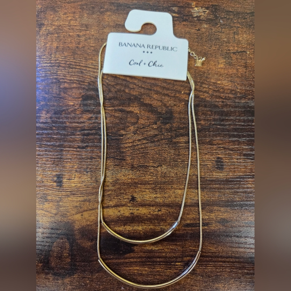 Banana Republic Goldtone Double Necklace